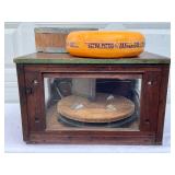 Wooden Cheese Cutter with Glass-Enclosed Case, 23in by 15in