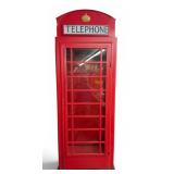 British-Style Metal Phone Booth with Glass Panels