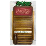 Coca-Cola Wooden Menu Board with Carved Decoration, Kay Displays, 14 x 27 