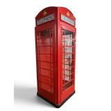 British-Style Metal Phone Booth with Glass Panels