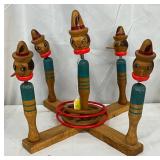 Wooden Ring Toss Game With Hat-Wearing Character Targets, 14in x 12in