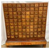 Oak Card Catalog Cabinet w/90 drawers  42in x 50in