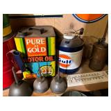 OIL CANS, OILERS NUMEROUS ITEMS