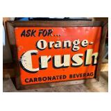 EMBOSSED ORANGE CRUSH SIGN, 25.5x18 