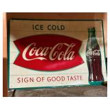 28x18 COKE COLA FISHTAIL SIGN W/ BOTTLE