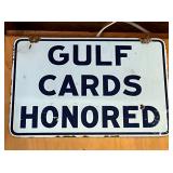 16X12 PORC. GULF CARDS HONORED SIGN