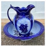 FLOW BLUE BOWL/.PITCHER