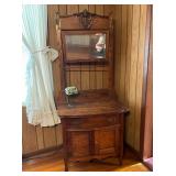 OAK WASHSTAND W/ MIRROR