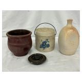 Brown Pot, Blue Transferware Pail