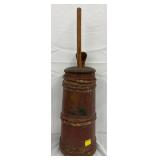 Primitive Wooden Butter Churn with Original Red Paint