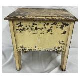 Early Wooden Shoe Shine Box with Hinged Lid, 13.5×14 Inches