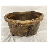 Primitive Handcrafted Basket, 17×10 Inches, Stitched Details