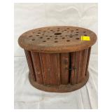 11×7 1/2 Wooden Foot Warmer with Perforated Lid and Hinged Panel