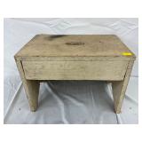 White Painted Wooden Step Stool with Handle Cutout