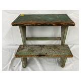 Painted Wooden Two-Step Stool in Distressed Finish
