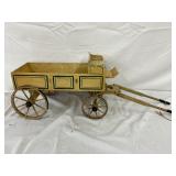 Wooden Wagon Model with Painted Details, 30×10 1/2 Inches