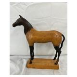 11×12 Wooden and Metal Horse Statue on Rectangular Base