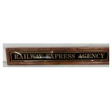 Glass ‘Railway Express Agency’ Advertising Sign with Wooden Frame, 35 1/2 x 5 1/2 Inches