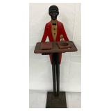 Cast Black Americana Ashtray Statue, 9 1/2″x32″, Painted Metal