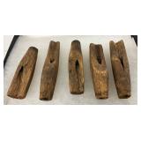Early 1800s Wooden Maple Syrup Tree Sap Spigots, Set of Five