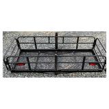 Steel Hitch-Mounted Cargo Carrier with Mesh Platform and Side Rails