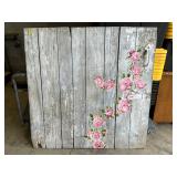 Reclaimed Wooden Barn Door with Hand-Painted Floral Design