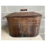 Large Rustic Metal Lidded Bin with Handles