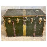 Early 20th Century Metal-Clad Steamer Trunk with Brass Hardware