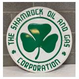 Shamrock Oil and Gas Corporation Embossed Metal Sign, 23-Inch Diameter
