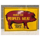 Vintage Tin Advertising Sign for ‘Peoples Meat Packing Co.’, 14×10, Embossed