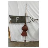 48×70 Early Iron and Tin Weathervane with Red Painted Finial