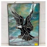 Stained Glass Panel Featuring Bald Eagle Design, 13×18