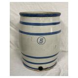 Stoneware 5-Gallon Crock with Blue Stripes Stoneware 5-Gallon Crock with Blue Stripes