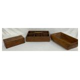 Three Wooden Storage Boxes, Including Divided Tray Three Wooden Storage Boxes, Including Divided Tray