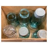 Clear and Aqua Glass Mason Jars with Metal and Wire Lids Clear and Aqua Glass Mason Jars with Metal and Wire Lids