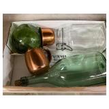 Glass and Metalware, Including Bottles, Jar, and Copper Mugs Glass and Metalware, Including Bottles, Jar, and Copper Mugs