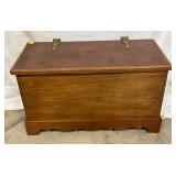 Wooden Blanket Chest with Painted Interior Lid and Brass Hinges Wooden Blanket Chest with Painted Interior Lid and Brass Hinges