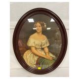 Oval Framed Portrait Print of a Seated Woman in Period Attire Oval Framed Portrait Print of a Seated Woman in Period Attire