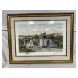 Framed Print Titled ‘Berry Pickers’ After Etching by H.A. King Framed Print Titled ‘Berry Pickers’ After Etching by H.A. King