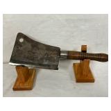 15-Inch Vintage Meat Cleaver with Wooden Handle and Steel Blade 15-Inch Vintage Meat Cleaver with Wooden Handle and Steel Blade