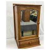Oak Hanging Cabinet with Mirrored Door and Drawer, 16in x 30in Oak Hanging Cabinet with Mirrored Door and Drawer, 16in x 30in