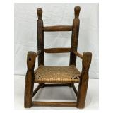 Primitive Wooden Children’s Chair with Woven Seat, 13in x 21in Primitive Wooden Children’s Chair with Woven Seat, 13in x 21in