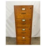 Early Oak File Cabinet with Four Drawers and Metal Interiors Early Oak File Cabinet with Four Drawers and Metal Interiors
