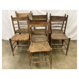Seven Ladder-Back Chairs from Old Salem, NC Seven Ladder-Back Chairs from Old Salem, NC