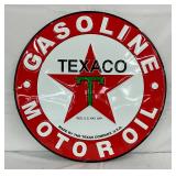 29 1/2-Inch Embossed Texaco Gasoline Motor Oil Metal Sign