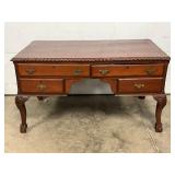 Double-Sided Four-Drawer Wooden Table with Carved Details
