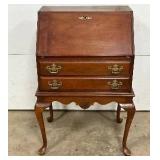 Early Drop Front Desk with Brass Hardware and Queen Anne Legs