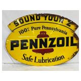 Double-Sided Pennzoil Advertising Sign, 31in x 22in