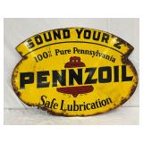 Double-Sided Pennzoil Metal Advertising Sign, 31in x 22in