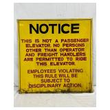 24-Inch Metal Industrial Elevator Notice Sign